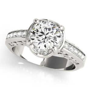 50376-E-1 14k White Gold Single Row Round Engagement Rings