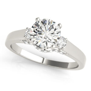 18k White Gold Three Stone Engagement Rings
