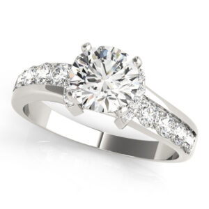 14k White Gold Single Row Engagement Rings