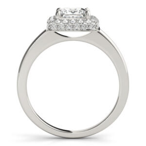 18k White Gold Halo Princess Engagement Rings
