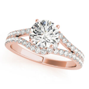 14k Rose Gold Bypass Round Engagement Rings