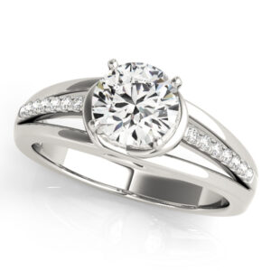 18k White Gold Single Row Engagement Rings