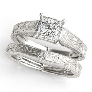 14k White Gold Solitaire Princess Engagement Rings