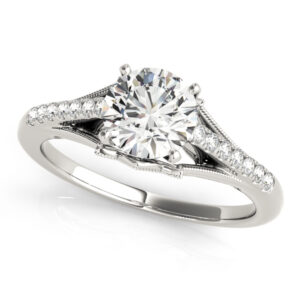 14k White Gold Single Row Engagement Rings