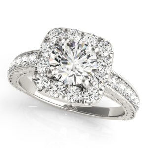 14k White Gold Halo Engagement Rings
