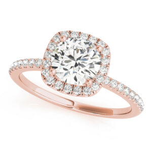 14k Rose Gold Halo Round Engagement Rings
