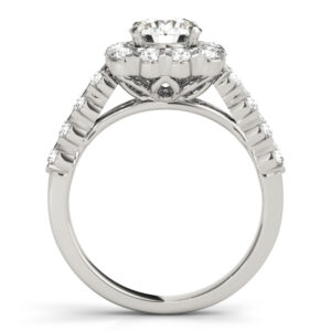 14k White Gold Halo Round Engagement Rings