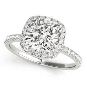 50906-E-1 Platinum Halo Cushion Engagement Rings