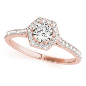 14k Rose Gold Halo Round Engagement Rings