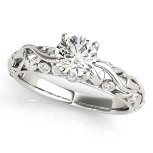 14k White Gold Vintage Round Engagement Rings