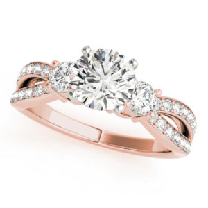18k Rose Gold Three Stone Engagement Rings