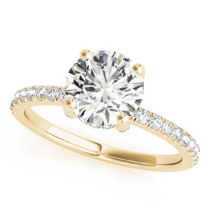 18k Yellow Gold Hidden Halo Round Engagement Rings