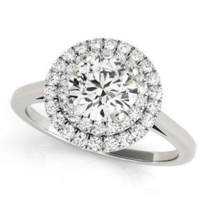 14k White Gold Halo Round Engagement Rings