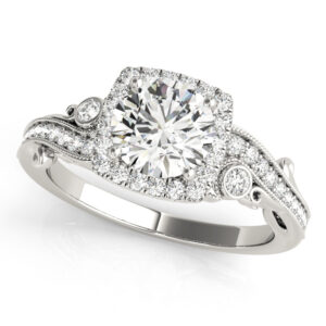 Platinum Halo Round Engagement Rings