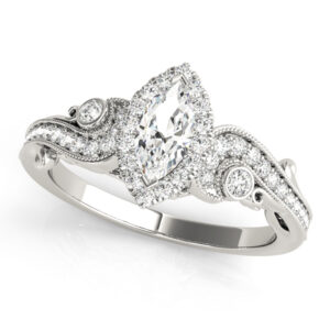 18k White Gold Halo Marquise Engagement Rings