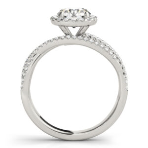 18k White Gold Multirow Round Engagement Rings