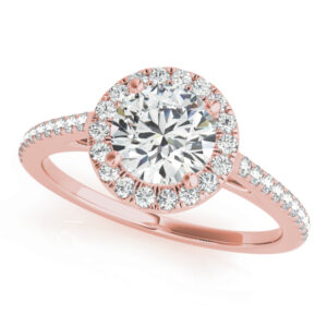 14k Rose Gold Halo Round Engagement Rings