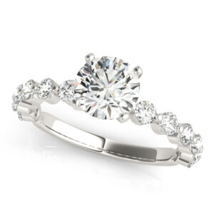 18k White Gold Single Row Engagement Rings