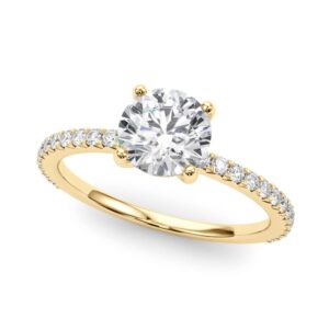 18k Yellow Gold Single Row Round Engagement Rings