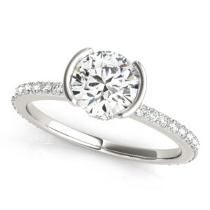 14k White Gold Single Row Round Engagement Rings
