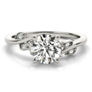 51111-E.angle_-1 14k White Gold Solitaire Round Engagement Rings