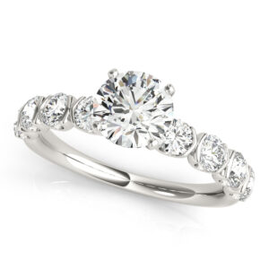 18k White Gold Single Row Engagement Rings