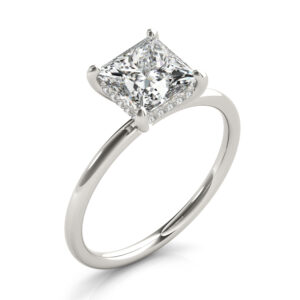 14k White Gold Solitaire Princess Engagement Rings