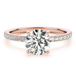 14k Rose Gold Hidden Halo Round Engagement Rings
