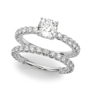 Platinum Single Row Cushion Engagement Rings