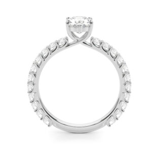 Platinum Single Row Oval Engagement Rings