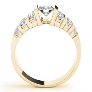 14k Yellow Gold Multirow Round Engagement Rings