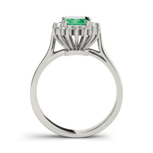 14k White Gold Halo Emerald Engagement Rings