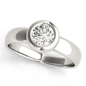 14k White Gold Solitaire Round Engagement Rings