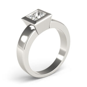 14k White Gold Solitaire Princess Engagement Rings