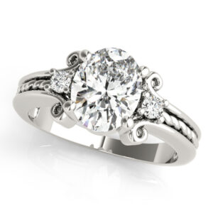 14k White Gold Solitaire Oval Engagement Rings