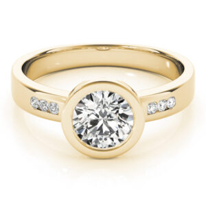 18k Yellow Gold Single Row Round Engagement Rings