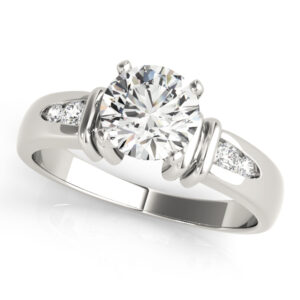 14k White Gold Single Row Engagement Rings