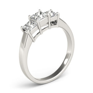 Platinum Three Stone Princess Engagement Rings