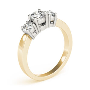 14k Yellow Gold Three Stone Round Engagement Rings