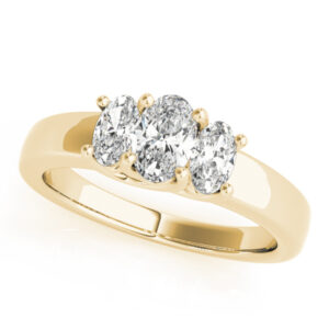 18k Yellow Gold Three Stone Oval Engagement Rings