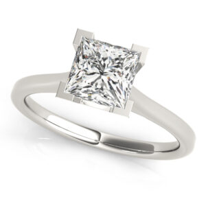 14k White Gold Solitaire Princess Engagement Rings
