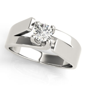 14k White Gold Solitaire Round Engagement Rings