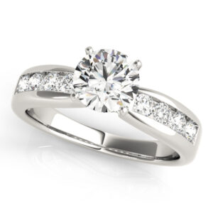 14k White Gold Single Row Engagement Rings