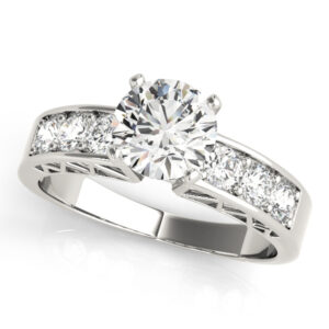 18k White Gold Single Row Engagement Rings