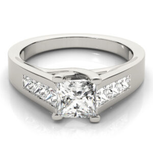 18k White Gold Trellis Princess Engagement Rings