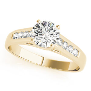 14k Yellow Gold Trellis Round Engagement Rings