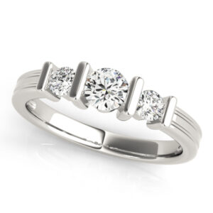 Platinum Three Stone Round Engagement Rings