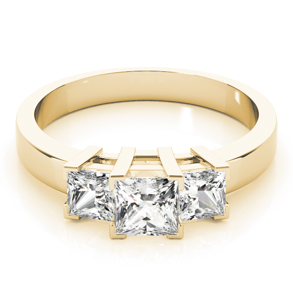 14k Yellow Gold Three Stone Princess Engagement Rings - Image 2