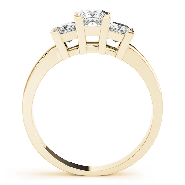 14k Yellow Gold Three Stone Princess Engagement Rings