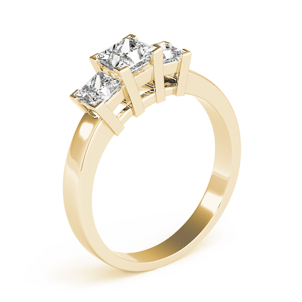 14k Yellow Gold Three Stone Princess Engagement Rings - Image 3